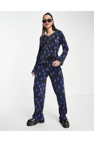 Pieces High waist plisse trousers co-ord in flower print