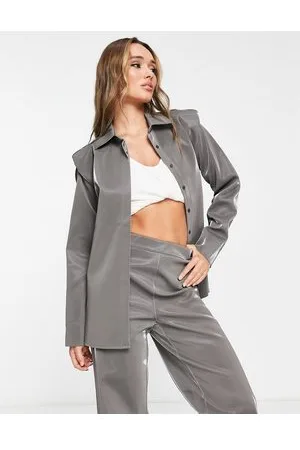 NA-KD Oversized shirt with hidden buttons in liquid co-ord