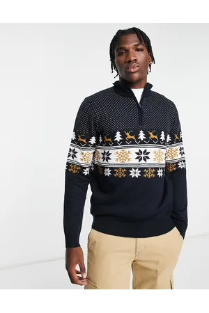 Threadbare Fairisle 1/4 zip Christmas jumper in