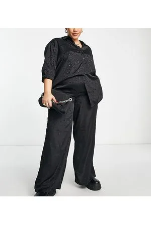Simply Be Co-ord satin star print wide leg trousers in