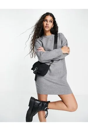 Pimkie Long sleeve knitted mini dress in charcoal