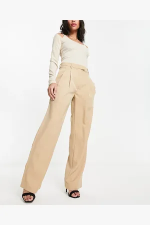 In The Style X Terrie Mcevoy pleat detail wide leg trouser in camel