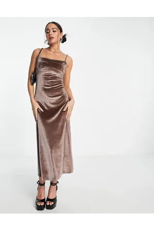 COLLUSION Straight neck seam detail midi dress in