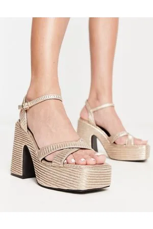 Raid Keiran platform sandals in textured metallic - exclusive to ASOS