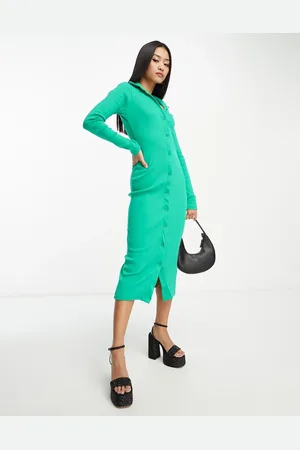 In The Style X Billie Faiers ribbed ruched midi dress in