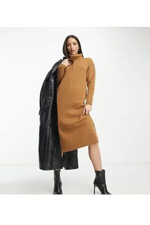 New Look Roll neck knitted midi dress in
