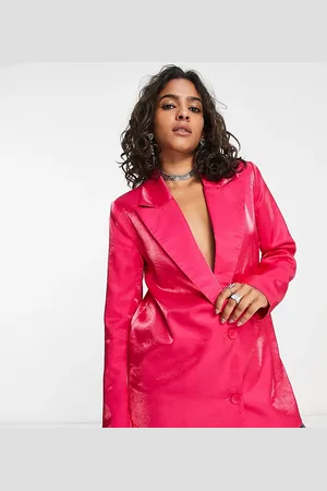 Urban Threads Petite Satin blazer co-ord in hot