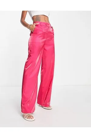 Urban Threads Satin wide leg trousers co-ord in hot