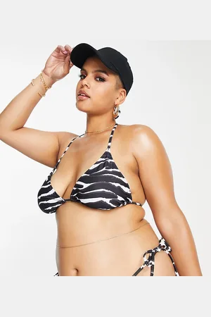Missguided Triangle bikini top in zebra