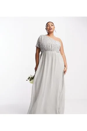 Beauut Plus Bridesmaid embellished bodice one shoulder maxi dress in