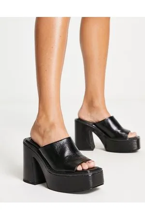 Pull&Bear Faux leather platform mule in