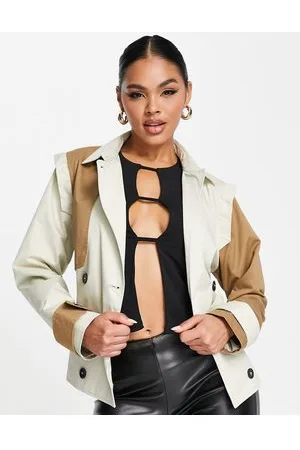 Unique 21 Contrast cropped trench jacket in beige