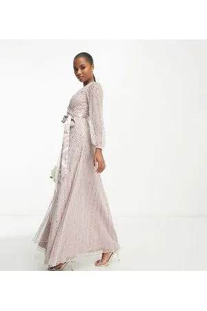 Frock and Frill Bridesmaid wrap maxi dress in taupe