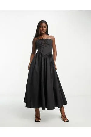 Glamorous Tie front detail midi cami smock dress in