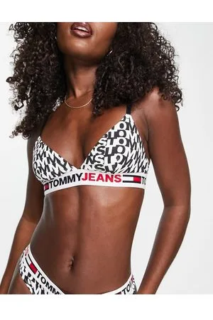 Tommy Hilfiger Tommy Jeans ID unlined logo print triangle bralette in