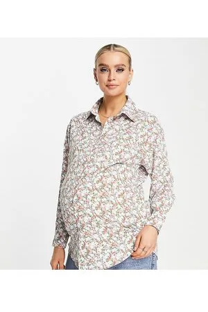 Glamorous Glamorous Maternity relaxed boyfriend shirt in retro floral