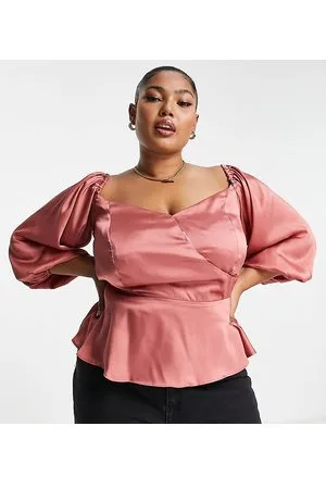 River Island Cross front peplum blouse in pink