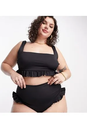 ASOS ASOS DESIGN Curve mix and match frill high waist bikini bottom in