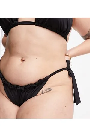 ASOS ASOS DESIGN Curve mix and match ruched deep tie side bikini bottom in