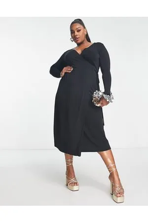 MANGO Wrap midi dress in