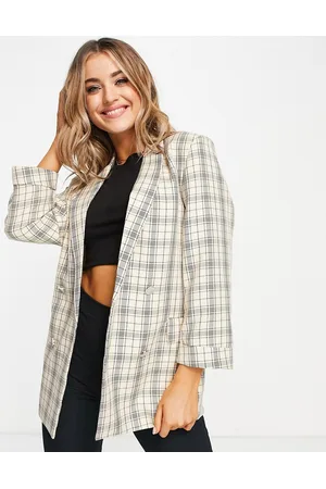 Stradivarius Oversized blazer co-ord in beige check