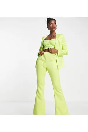 Extro & Vert Highwaist flare trousers in chartreuse co-ord