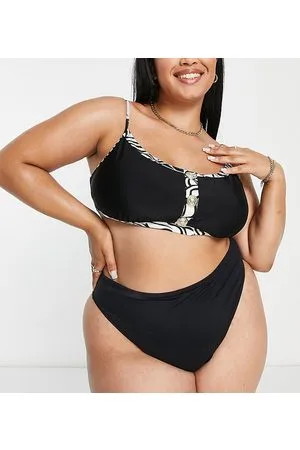 River Island Button trim bikini top in zebra top in