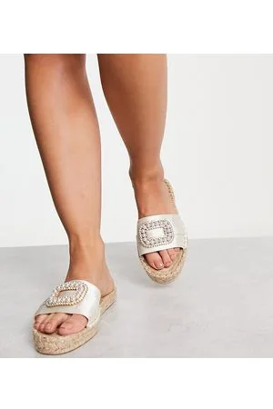 ASOS Wide Fit Jenna pearl espadrille sandal in ivory