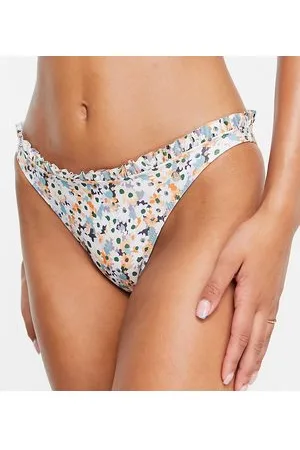 ONLY Exclusive co-ord bikini bottoms with frill detail in floral print