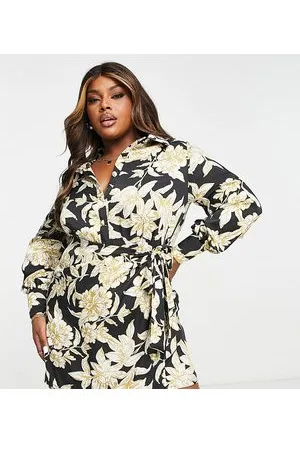 In The Style X Terrie Mcevoy wrap mini shirt dress in black floral