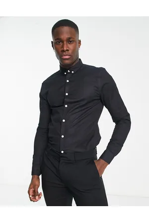 New Look Long sleeve muscle fit oxford shirt in