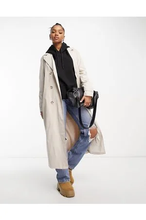 JDY Oversized trench coat in stone