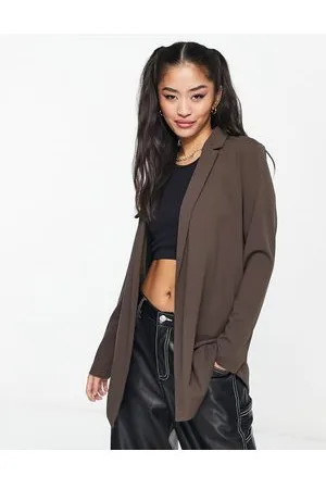 JDY Lightweight blazer co-ord in chocolate