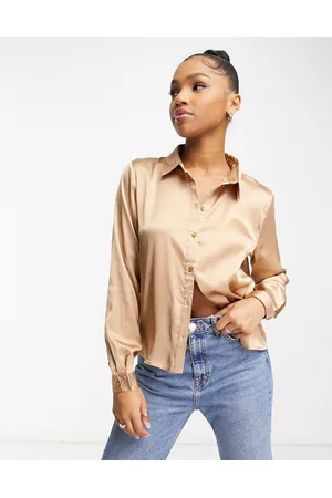 JDY Satin shirt in champagne