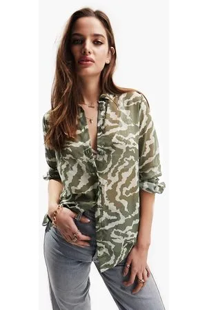 ASOS Long sleeve soft shirt in khaki zebra print