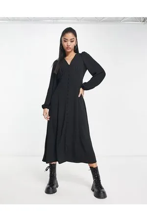 New Look Button front long sleeved tea dress in
