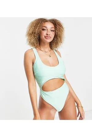 Peek & Beau Fuller Bust Exclusive cut out swimsuit in ribbed mint