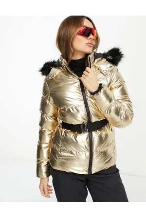 Threadbare Fitness Threadbare Ski high shine puffer jacket with faux fur hood in
