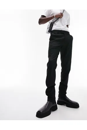 Topman Skinny stacker twill trousers with zip hem in