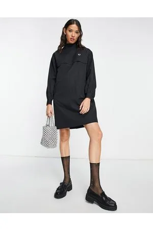 Fred Perry Yoke detail mini dress in black