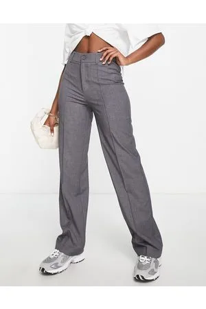 Stradivarius STR high waisted seam front tailored straight leg trouser in