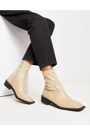 Raid Annelien square toe sock boots in oat milk - exclusive to ASOS