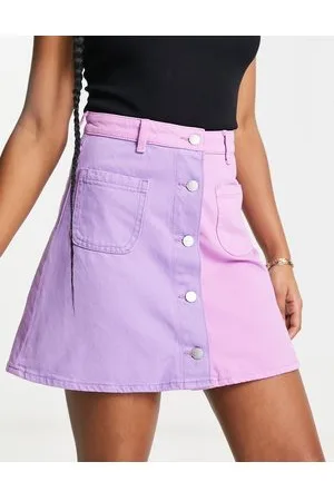 Monki Denim colourblock mini skirt in lilac