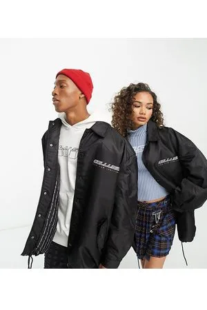 COLLUSION Unisex polyester oversized jacket with motocross print in