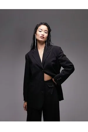 Topshop Tailored oversized blazer with twisted sleeve in