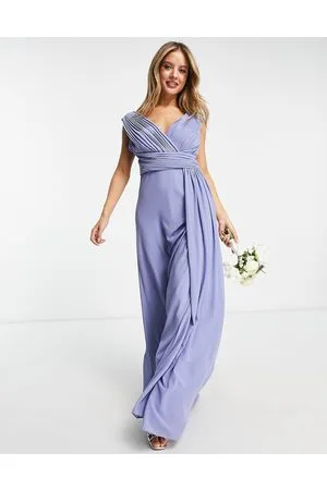 TFNC Bridesmaid plunge front maxi dress in powder