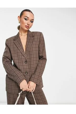 NA-KD X Georgina Lennon co-ord tailored blazer in check