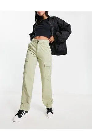 Stradivarius Straight leg high waisted cargo trouser in light khaki
