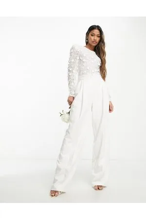 Y.A.S Bridal 3D floral long sleeve bodice top in