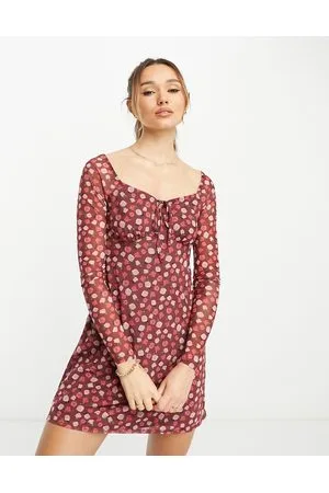 River Island Long sleeve floral mini dress in